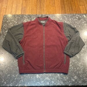 FootJoy Full Zip Jacket Fleece Body Mens Large Zip-Off Sleeves Maroon Black Golf